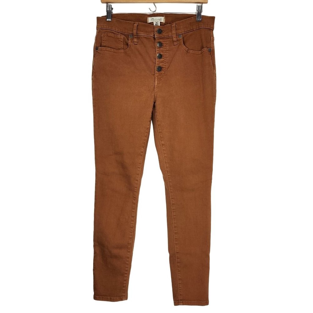 Madewell 9" Mid-Rise Skinny Jeans Size 29 Button Front Edition Burnt Sienna